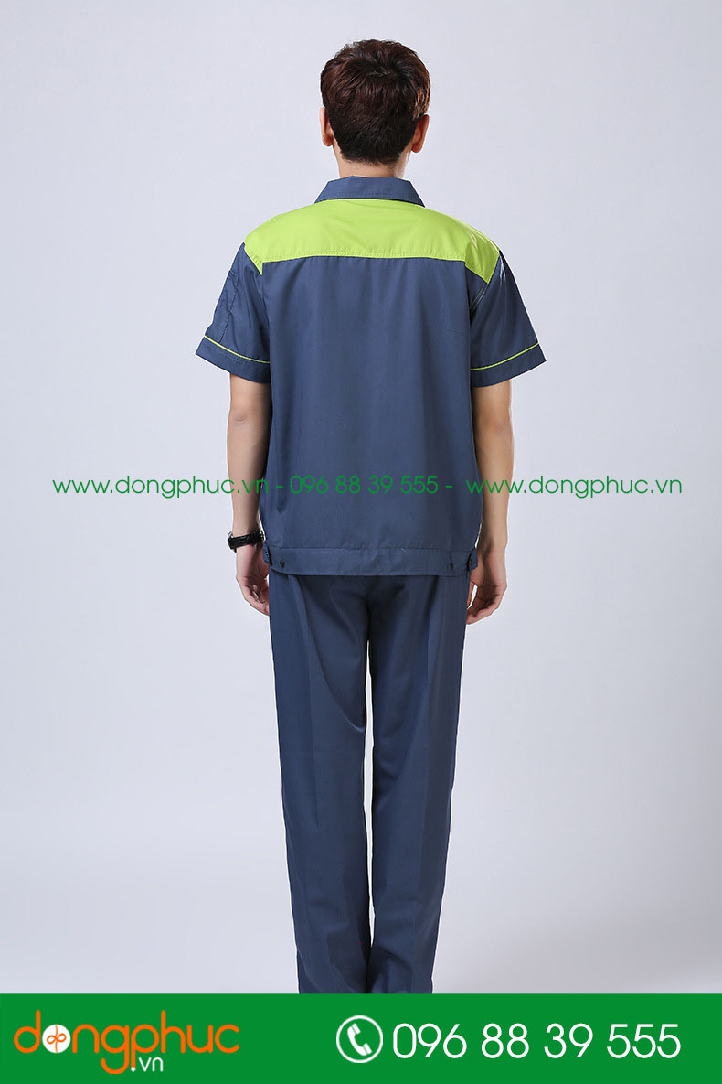 Mẫu bảo hộ màu xanh đậm phối xanh lá cộc tay